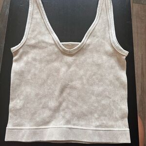 NWT Zenana Ribbed Cream Tank Top L/XL